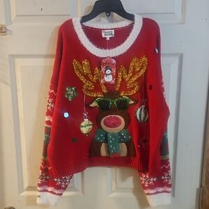 MAJOR MAJOR REINDEER CHRISTMAS SWEATER: RED: NEW WITH TAGS: SIZE XL